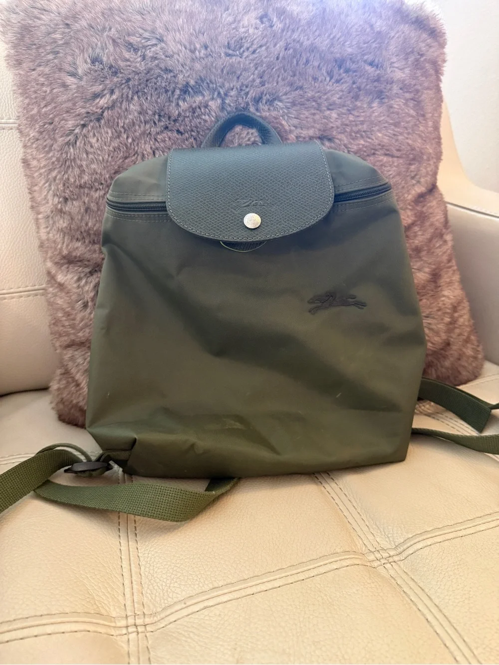 Longchamp Le Pliage Backpack olive green limited edition